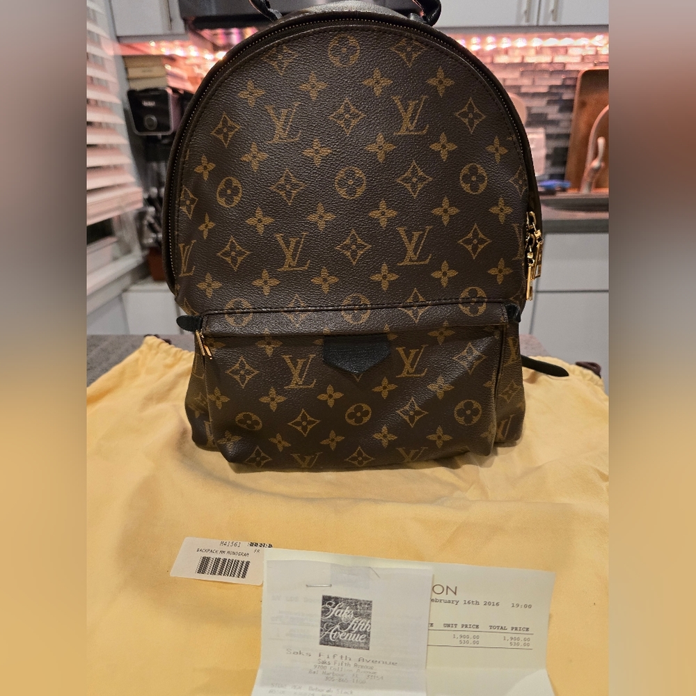 LOUIS VUITTON Palm Springs MM Backpack Bag Monogram Leather Brown Black M41561